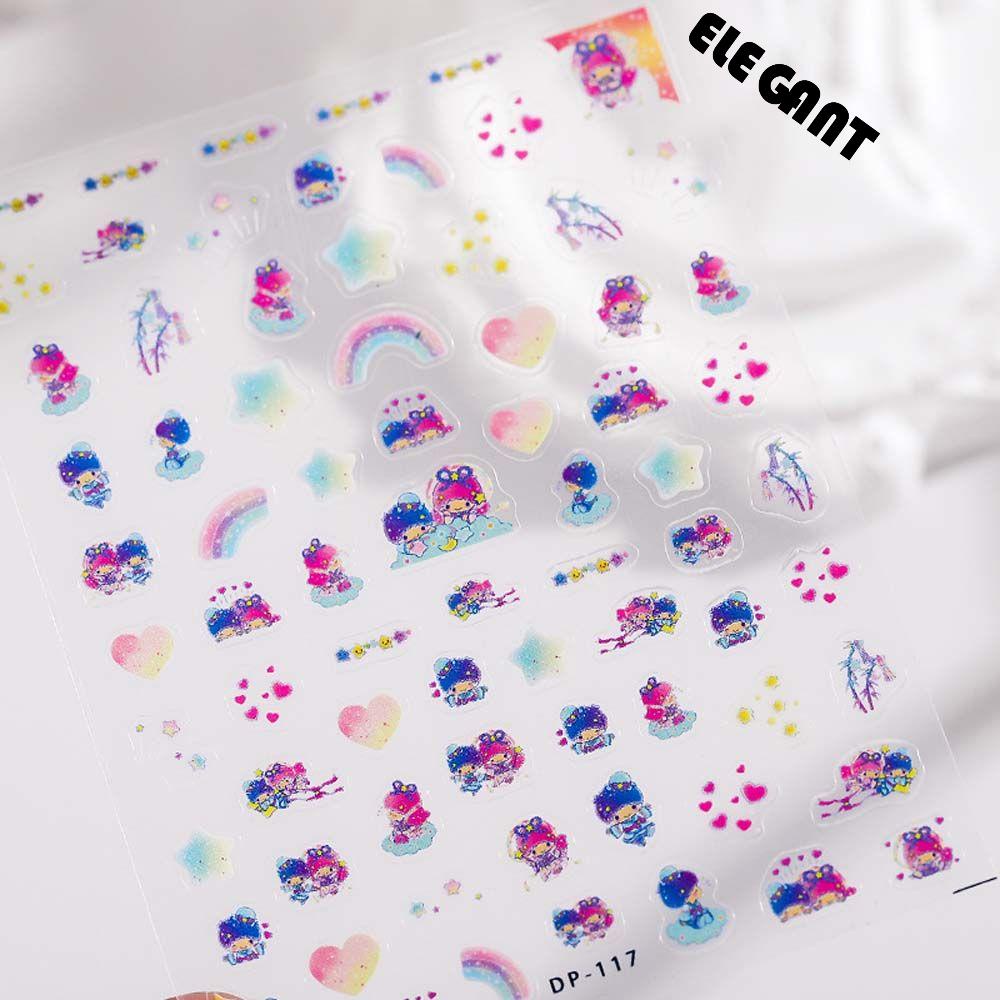 [Elegan] Kartun Stiker Kuku Wanita Rainbow Spacecraft Self Adhesive Nail Art Dekorasi