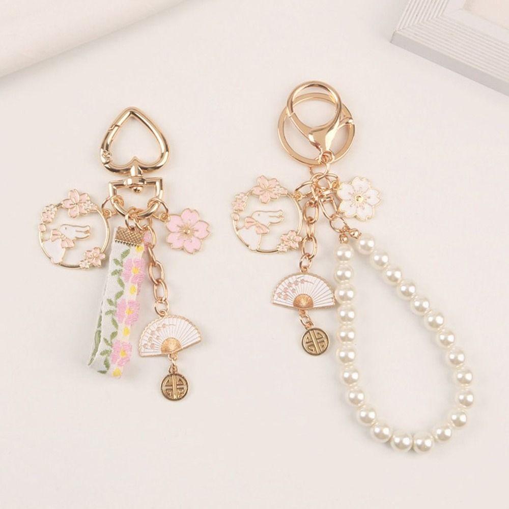 Mxbeauty Gaya Korea Liontin Hadiah Earphone Case Kipas Mutiara Kawaii Sakura Rabbit Gantungan Kunci