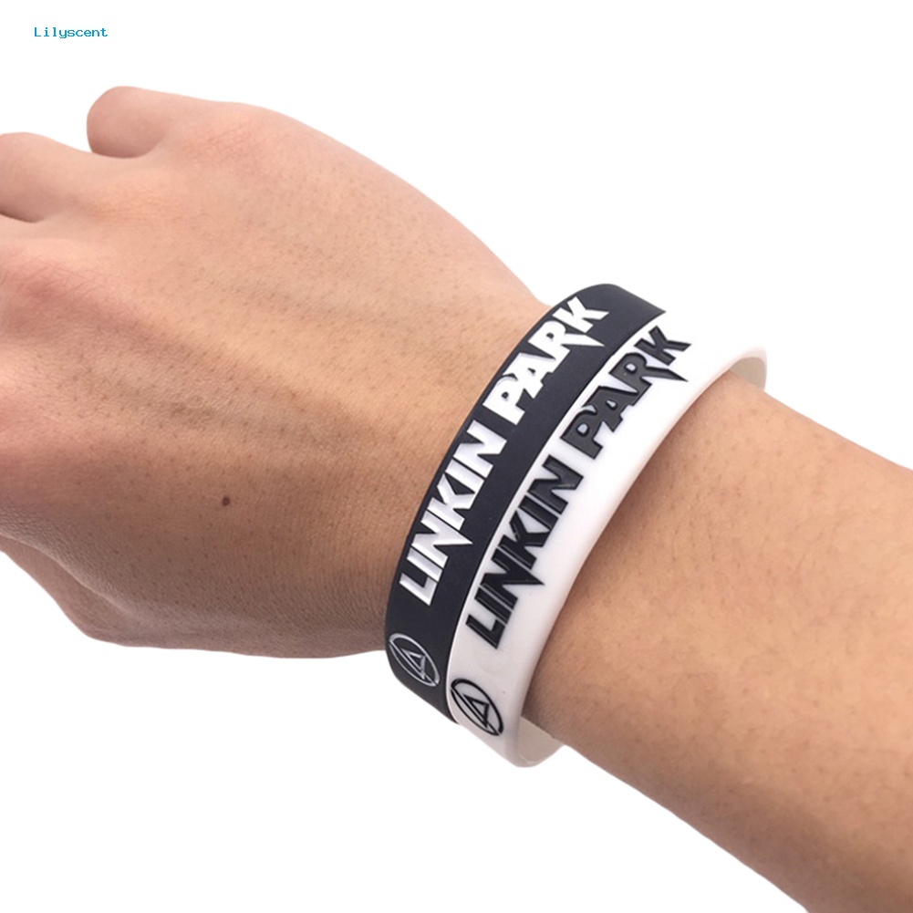 Lilyscent Pria /'s Women' s Linkin Park Rock Band Silicone Wristband Gelang Hadiah Natal