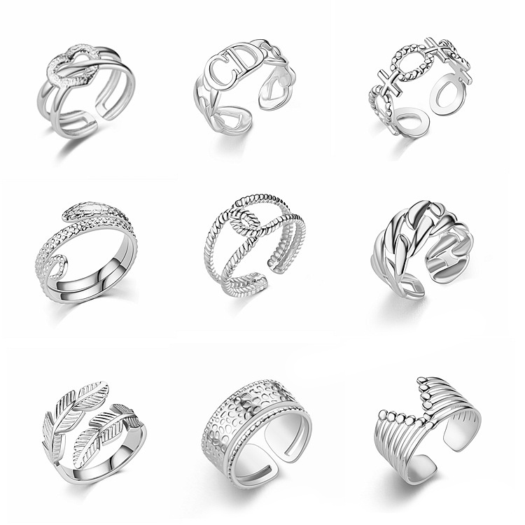 Cincin Couple Bahan Titanium Steel Adjustable Dengan Desain Terbuka