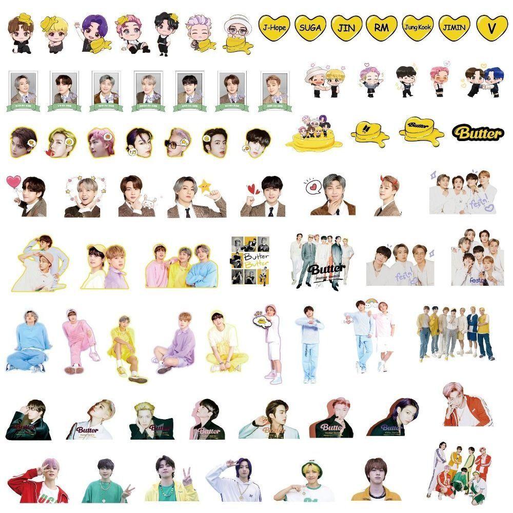 Lanfy B-T-S Idol Stiker A.R.M.Y Cute JUNGKOOK Kado Lucu Bangtan Boys Pvc Sticker Fans Hadiah Sticker Pack SUGA Mainan Anak Perempuan Dekorasi Sticker Anti Air