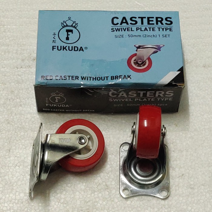Roda Casters Nylon Merah FUKUDA 50 MM