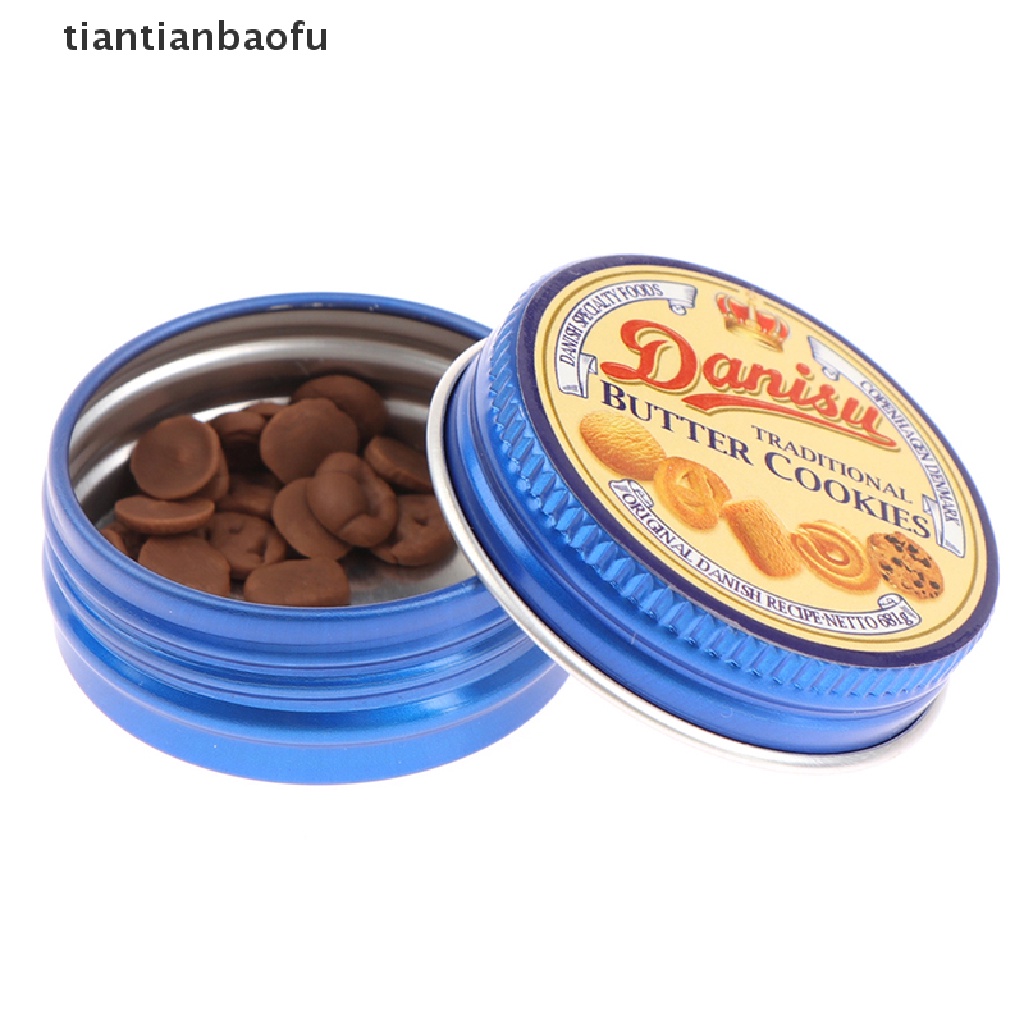 [tiantianbaofu] 1: 12rumah Boneka Miniture Dessert Cookies Cookie Tin Boneka Makanan Mainan Aksesoris Butik