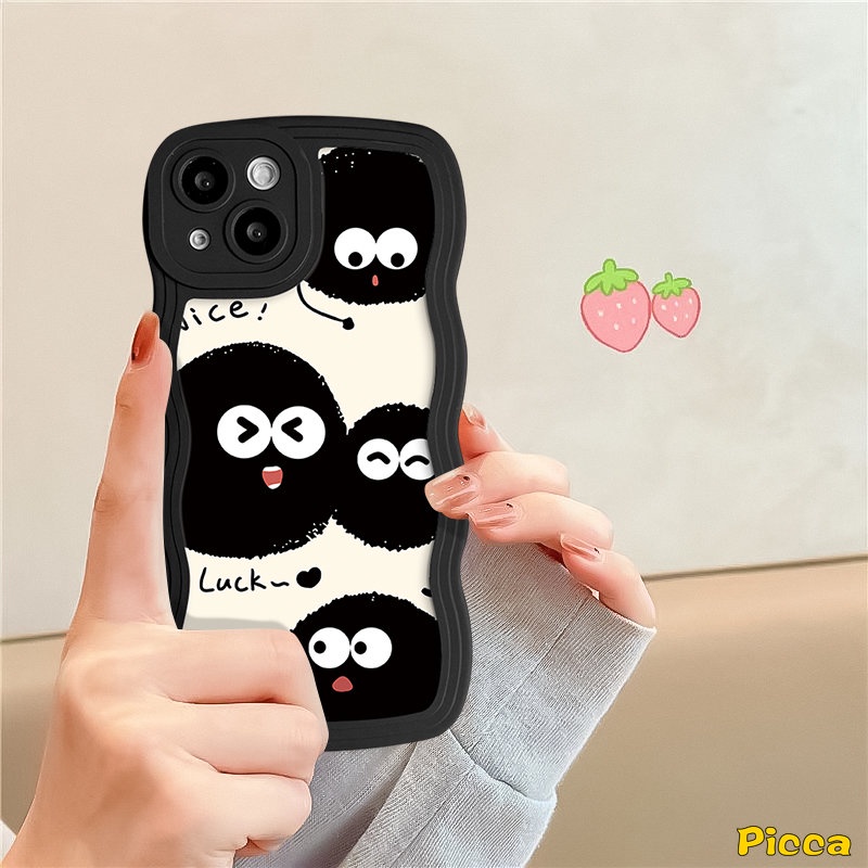 Case Redmi A1+12C 10 9C A1 9T 9A 10C 10A 9 Redmi Note 10s 10 8 9 11 11s 11Pro 9s 10Pro Max Mi 11T Pro POCO M3 X3 NFC Pro Kartun Kreatif Lucu Lucu Bola Bara Bergelombang Ede Sarung Soft Cover