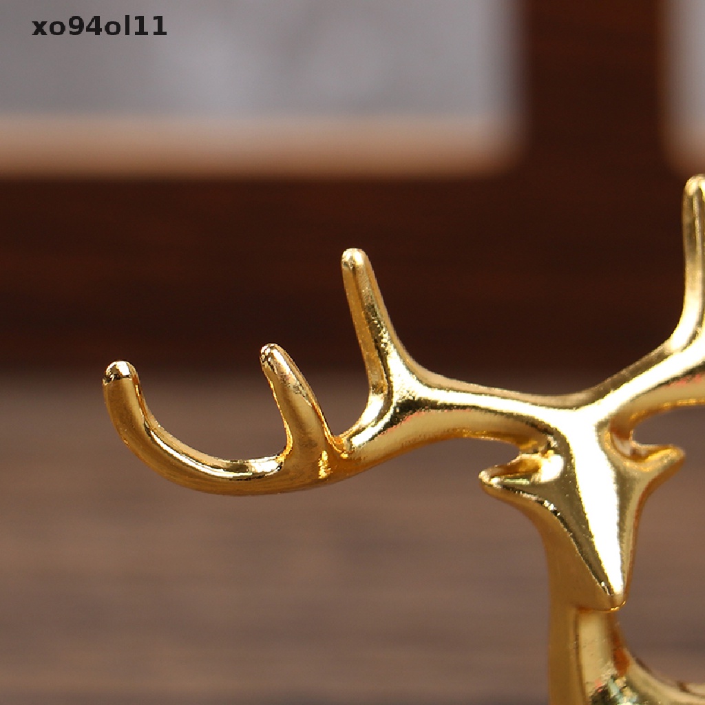 Xo Patung Rusa Elk Nordic Christmas Reindeer Art Figurine Vintage Golden Iron Kerajinan Tangan Hiasan Rumah Dekorasi Meja Hadiah OL