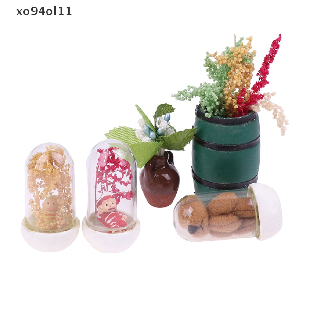 Xo 1: 12rumah Boneka Pajangan Kaca Mini Boneka Beruang Toples Ornamen Dekorasi Rumah OL