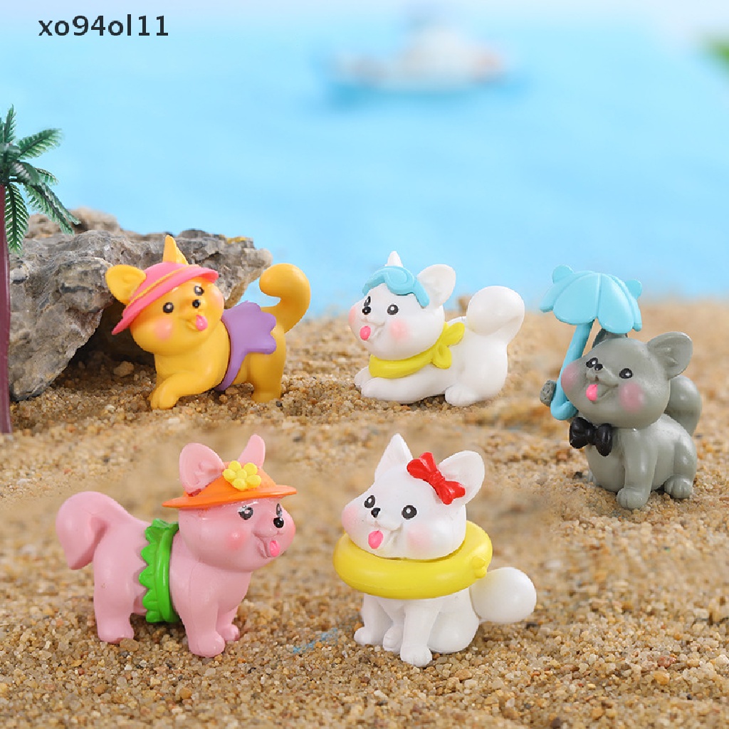 Xo Kreatif Miniatur Anjing Pantai Miniatur Pot Bunga Dekorasi Rumah Boneka Hewan Lucu Kartun Resin Decor Ornamen OL