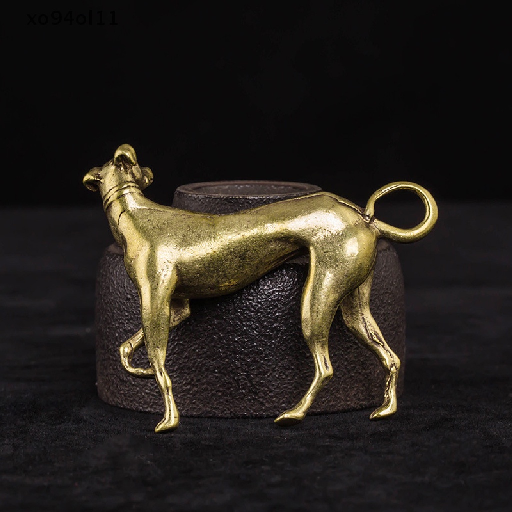 Xo Ornamen Meja Anjing Loyal Kuningan Solid Vintage Patung Miniatur Hewan Tembaga OL