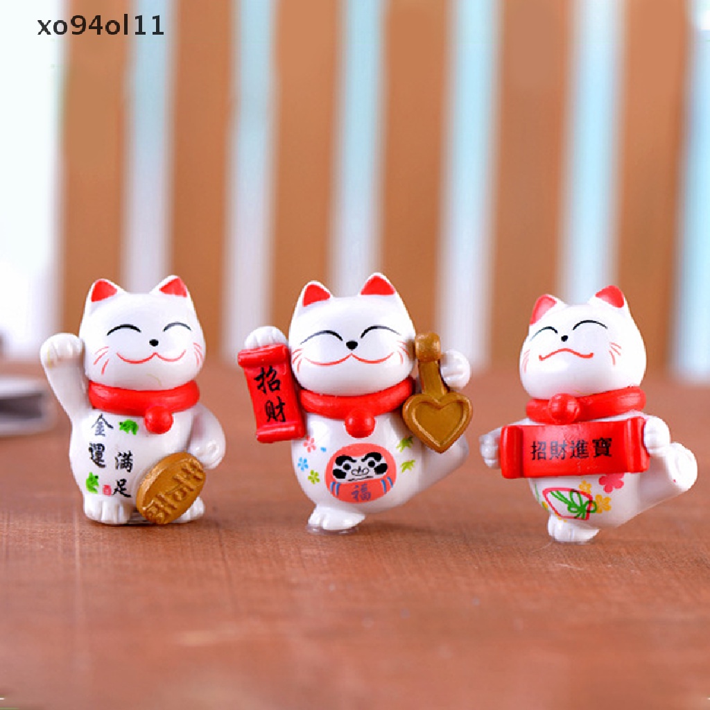 Xo Senyum Beruntung Uang Kucing Mini Patung Figurine Kerajinan Ornamen Miniatur Dekorasi Rumah OL