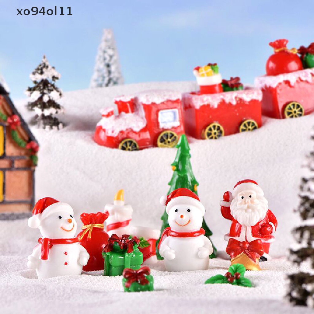 Xo Patung Miniatur Natal Xmas Tree Santa Claus Snowmen Micro Landscapes OL