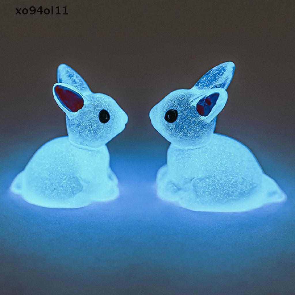 Xo 5pcs Mini Luminous Rabbit Micro Ornamen Miniatur Hewan Pot Dekorasi OL