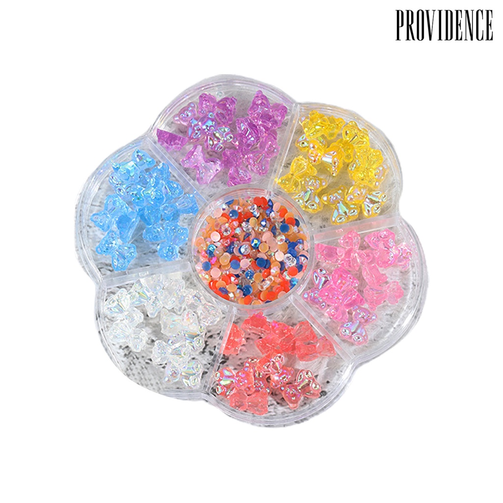 Providence 1kotak Kuku Camellia Dekorasi High Gloss Flat Bottom Bersinar DIY Campuran Busur Manicure Berwarna Berlian Imitasi Nail Art Decor Nail Salon Supply