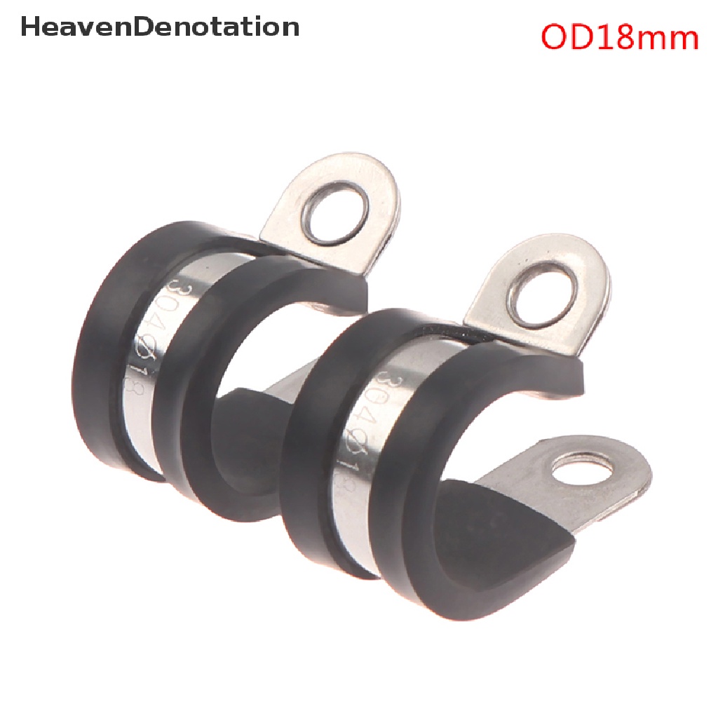 [HeavenDenotation] 2pcs 304jepit P Berlapis Karet Stainless Steel Kabel Moung Selang Pipa Clamp  Hdv