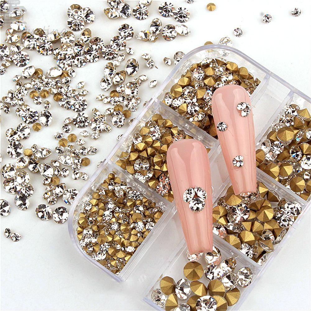 Agustin 3D Kuku Seni Dekorasi Menunjuk Kembali Glitter Membuat Perhiasan Kaca DIY Craft AB Kristal Kuku Charms