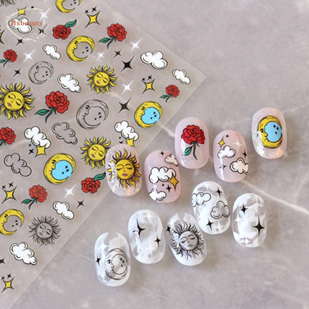 MXBEAUTY Women Nail Art Decorations Summer DIY Nail Decals Cartoon Nail Sticker Self-adhesive Star Rabbit Bear Painted Applique Panda Manicure Accessories