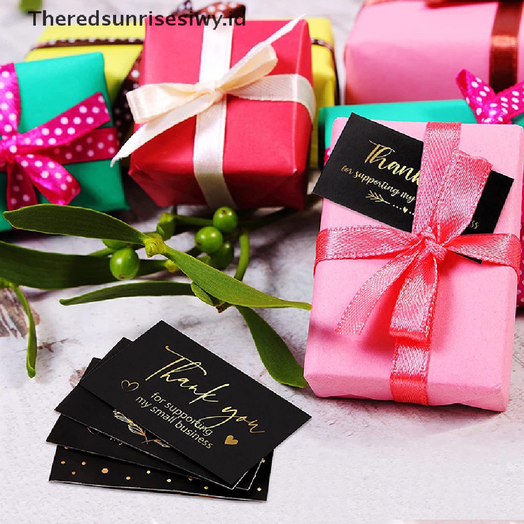 # Kado Mom &amp; PAPA DIY # 50pcs Hitam Ucapan Terima Kasih Untuk Pesanan Anda Kartu Nama Gift Business Greeg Card~