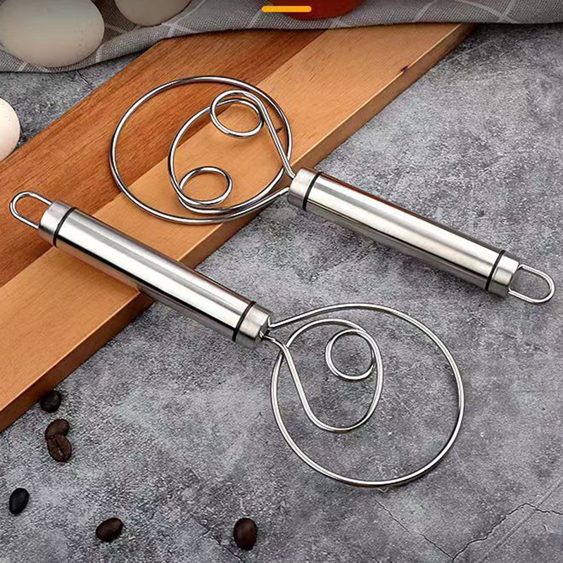 Kocokan Adonan Tepung Dapat Digantung Bubur Soup Mixing Rod Meratakan Susu Cream Blender Pengaduk Daging Cincang Tanpa Usaha Stainless Steel Pengocok Telur Manual