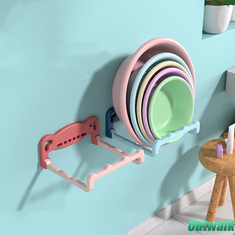 Rack Dinding Gantung Rak Wastafel Bebas Lipat Baskom Penyimpanan Berdiri Kamar Mandi Self-Adhesive Wastafel Hook Pemegang Kamar Mandi Penyimpanan Gadget