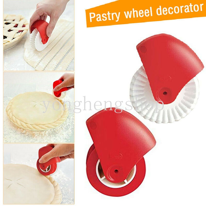 Pastry Cutting Wheel Dough Lattice Cutter Pizza Pie Curling Wheel Roller Pemotong Mie DIY Alat Baking Cetakan Embos Dapur Bakeware