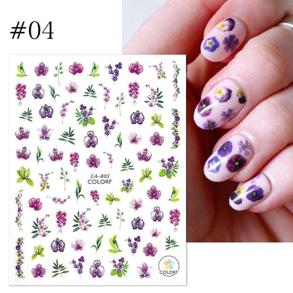 Mxbeauty Stiker Kuku Kupu-Kupu Fashion Musim Panas Daun Dekorasi Kuku Perekat Diri Jepang