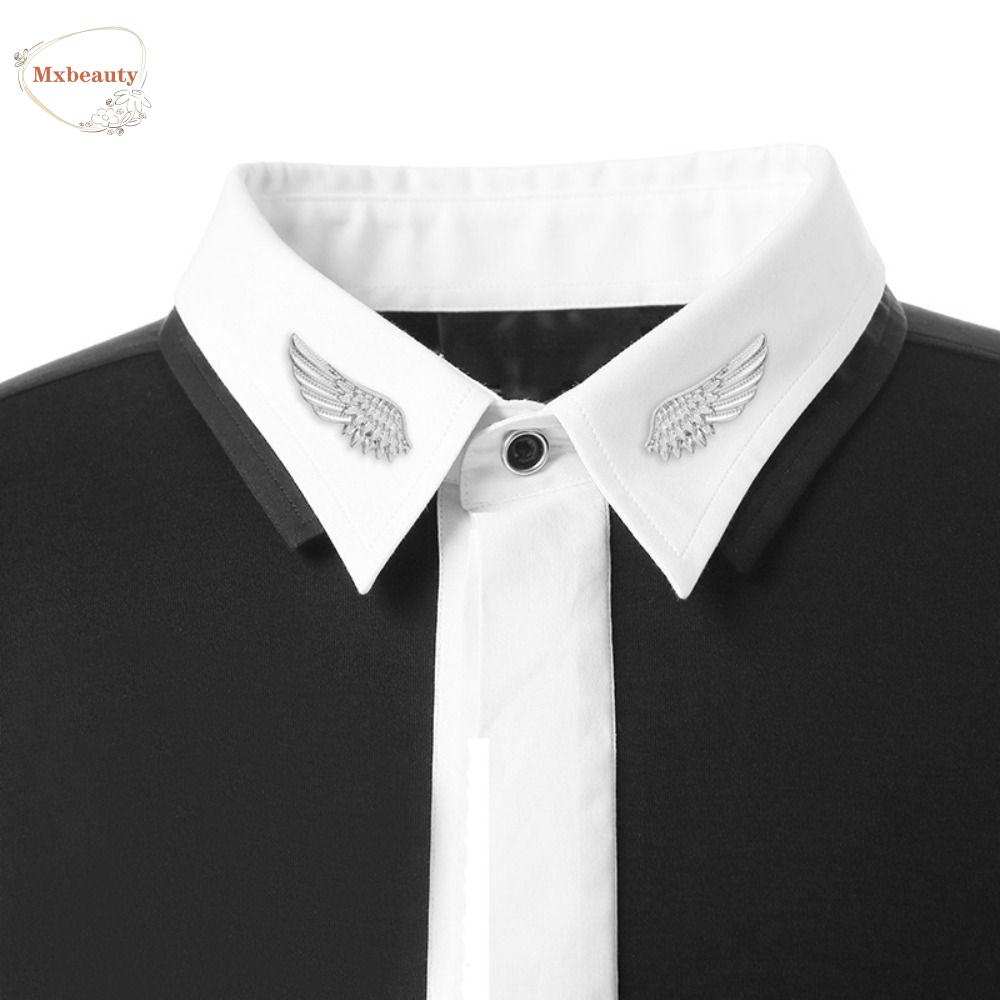 Mxbeauty Paduan Sayap Lencana Perak Emas Pasangan Kerah Aksesoris Cufflink Aksesoris Metal Punk Kerah Jarum
