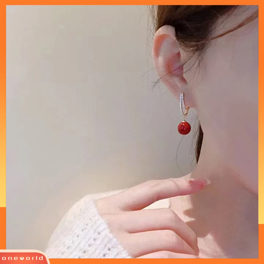 [EONE] 1pasang Anting Pejantan Geometris Vintage Berlian Imitasi Gaya Perancis Dekorasi Mewah Tahan Luntur Simulasi-Mutiara Bulat Wanita Menjuntai Anting-Anting Aksesoris Pakaian