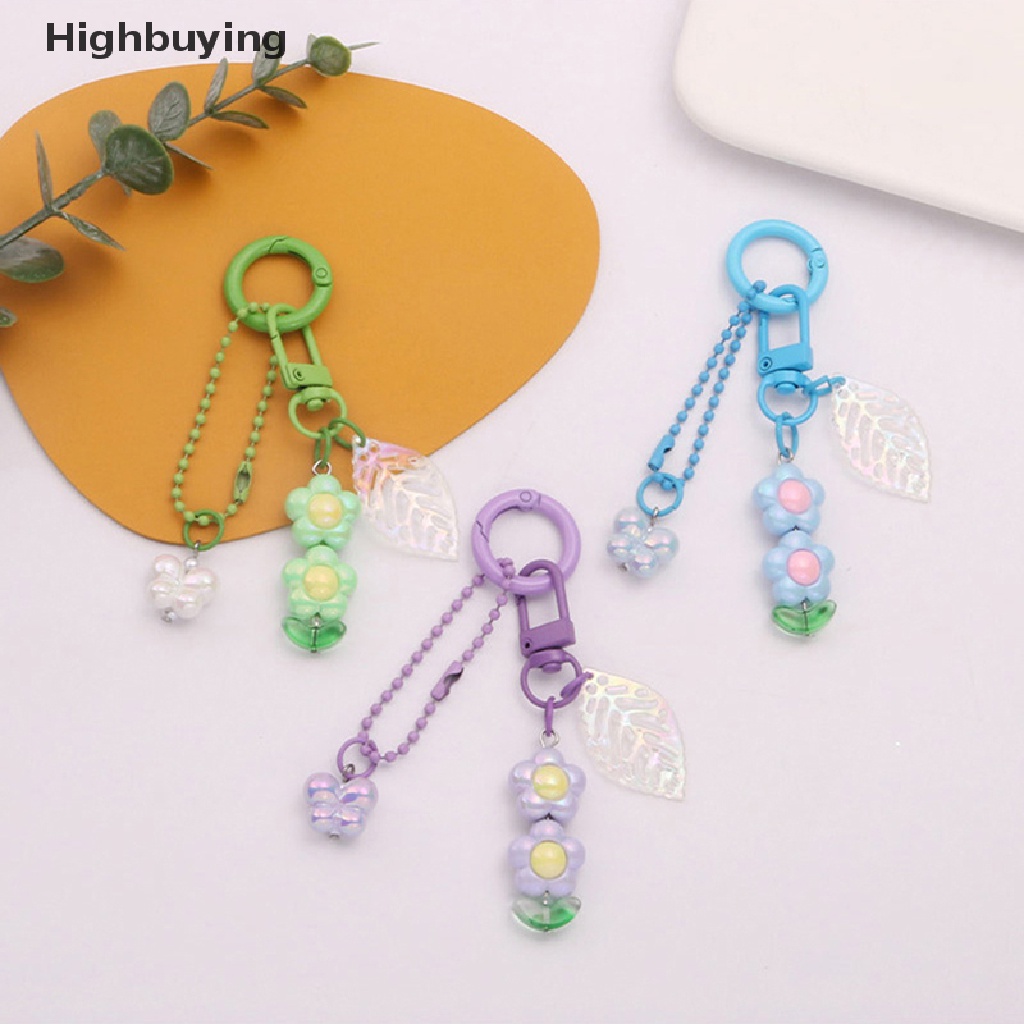 Hbid Warna Lucu Gantungan Kunci Akrilik Lima Kelopak Bunga Gantungan Kunci Mobil Liontin Kecil Segar Berongga Daun Aksesoris Tas Dekorasi Gadis Hadiah Glory