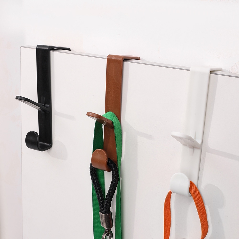 1pc Over the Door Hook Plastik Kokoh Gantungan Ganda Lemari Kabinet Lemari Rak Multifungsi Door Back Hooks Untuk Gantung Baju Handuk Kunci Organizer Rumah Hemat Tempat