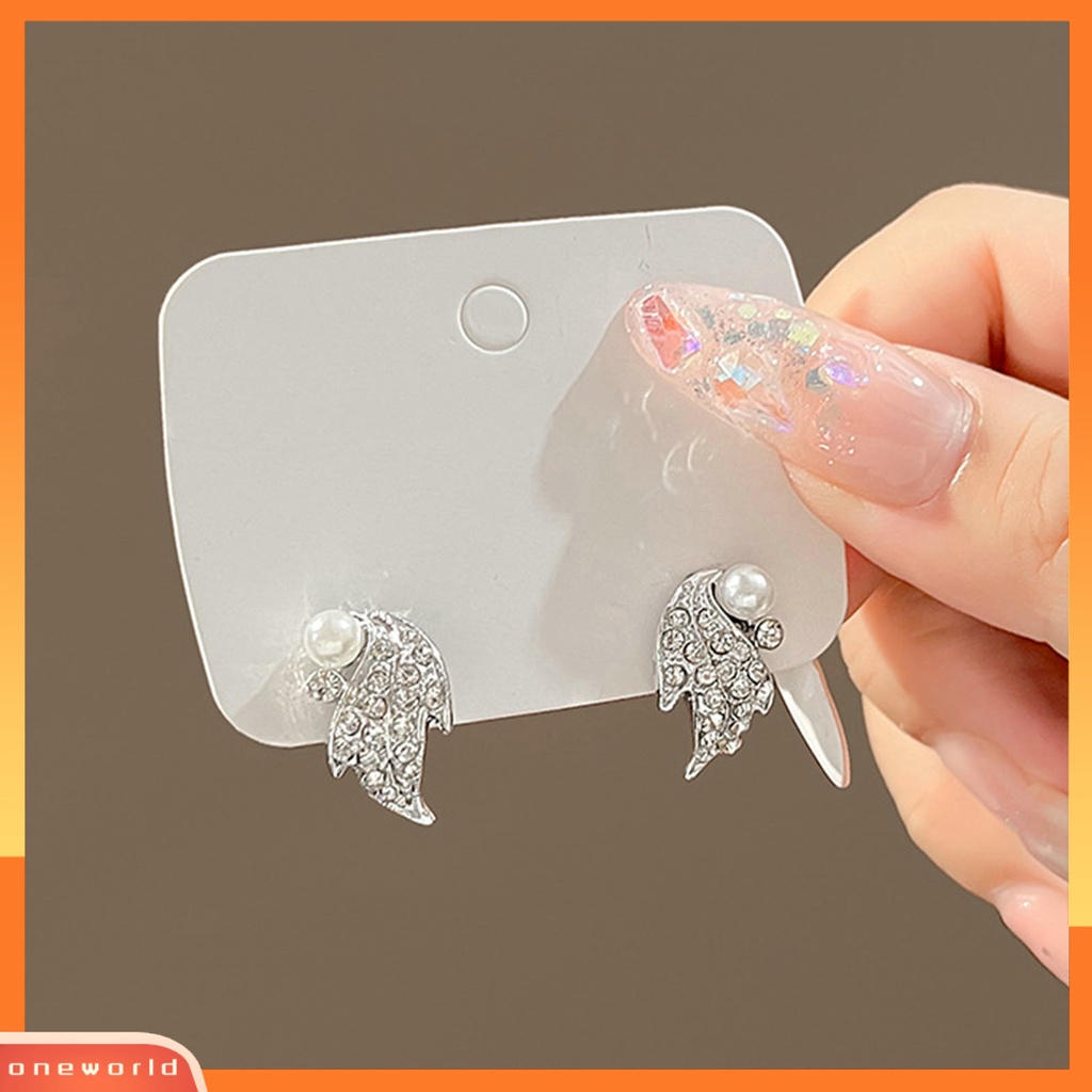 [EONE] 1pasang Ear Studs Geometric Shiny Full Rhinestones Sparkling Electroplating Hias Hadiah Wanita Maple Leaf Stud Earrings Musim Gugur Perhiasan Aksesori Fashion