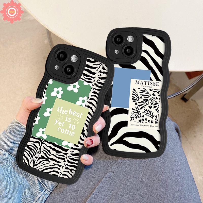 Ins Art Zebra Pattern Fresh Flower Case Redmi Note11 10 9s 8 9 11s 11 10s Pro Max Redmi 10 9 10C 12C 10A A1+9T 9A 9C NFC A1 POCO X3 NFC Pro M3 Mi 11T Pro Lembut Sarung Pinggiran Bergelombang Tpu