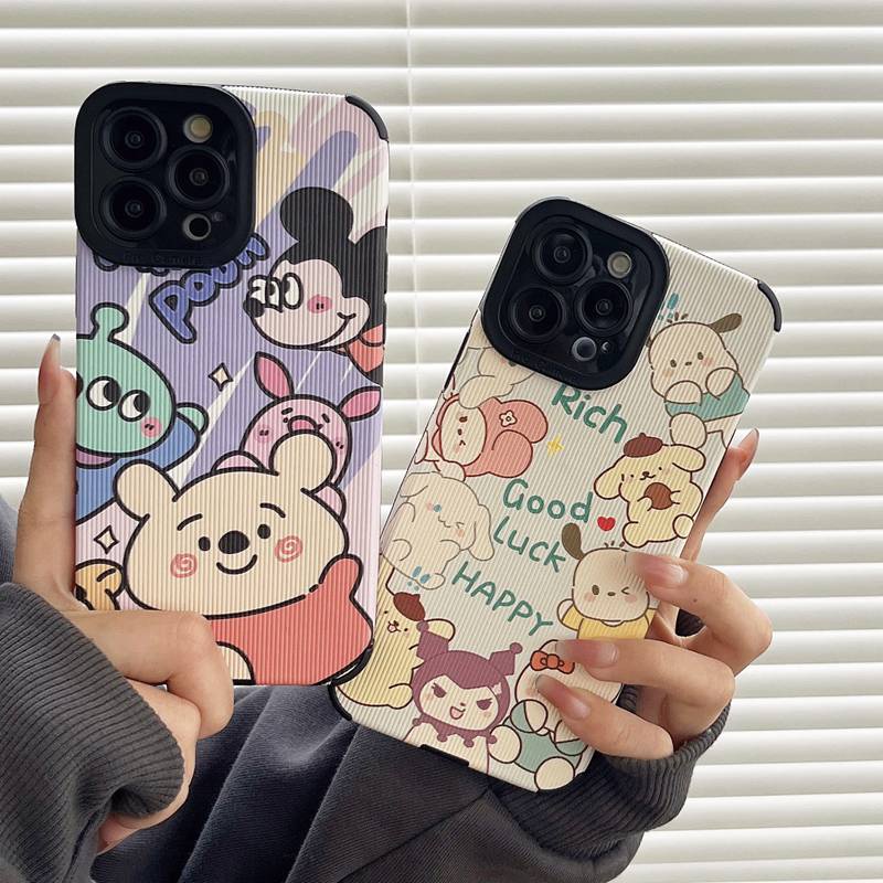 So Cute Toy Story Winnie Bear Alien Mickey Leather Soft Case iP iPhone 7 8 Plus SE 2020 X XR XS Max 11 12 13 14 Pro Max 14 Plus Camera Protect Cartoon Anime Disney CASE