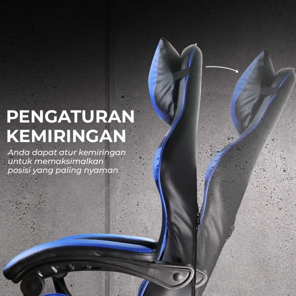 Kursi Gaming Online Ergonomic Chair Lumbar Support with Footrest