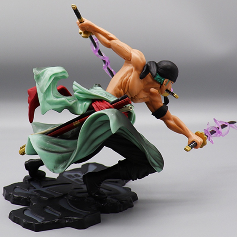 Original ONE PIECE Zoro Action Figure 19CM PVC GK Roronoa Zoro Boneka Koleksi Otomotif Hiasan Kue