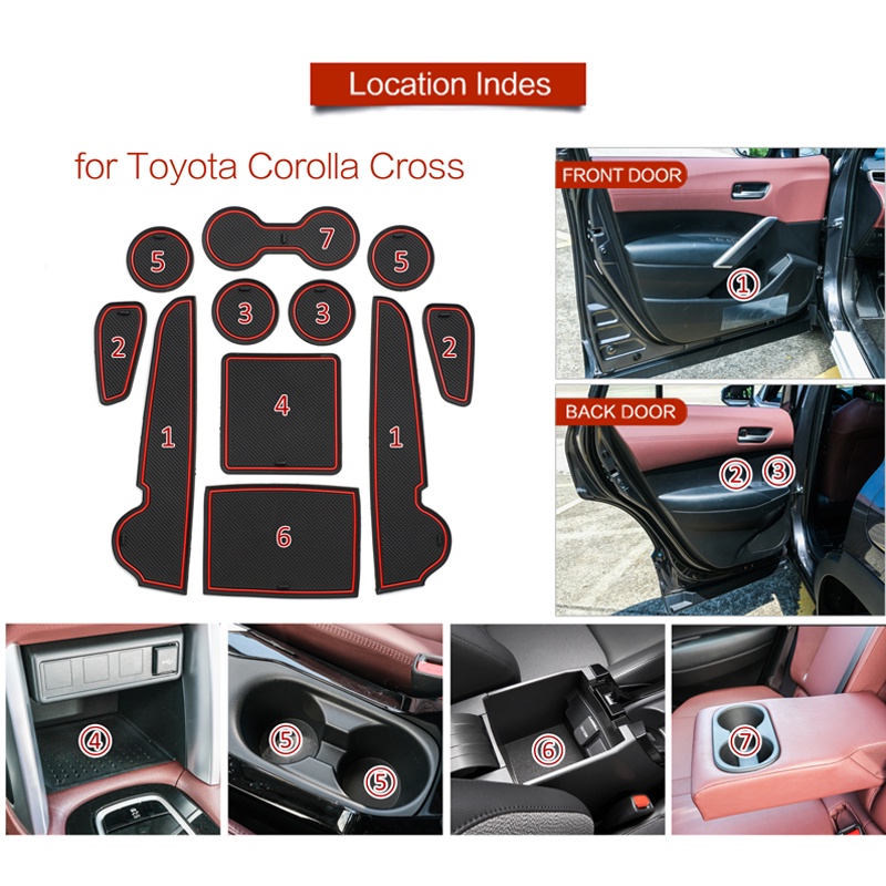 Door Groove Mat Untuk Toyota Corolla Cross XG10 2021 2022 2023 Cup Cushion Gate Slot Coaster Inner Dust-proof Sticker Pad