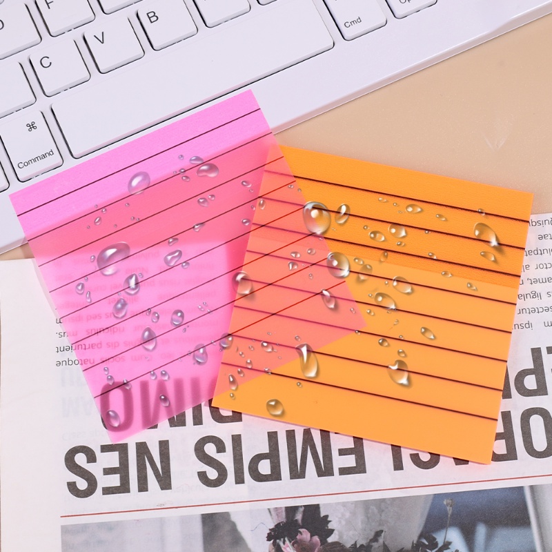 50pcs/set Warna Mini Transparan Writable Sticky Notes Horizontal Tembus Cahaya Neon Tahan Air PET Indeks Stiker Alat Tulis Siswa Perlengkapan Sekolah