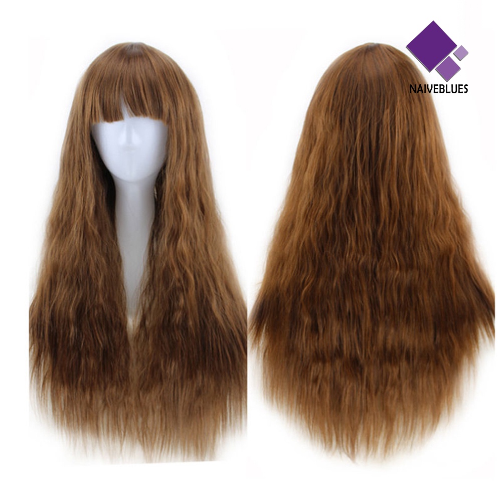 &lt; Naiveblues &gt; 65cm Wanita Panjang Keriting Bergelombang Rambut Penuh Wig Kostum Pesta Anime