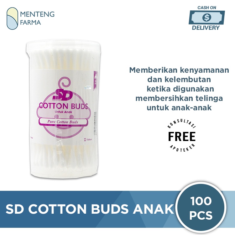 SD Cotton Buds Anak 100 Sticks - Pembersih Telinga Anak