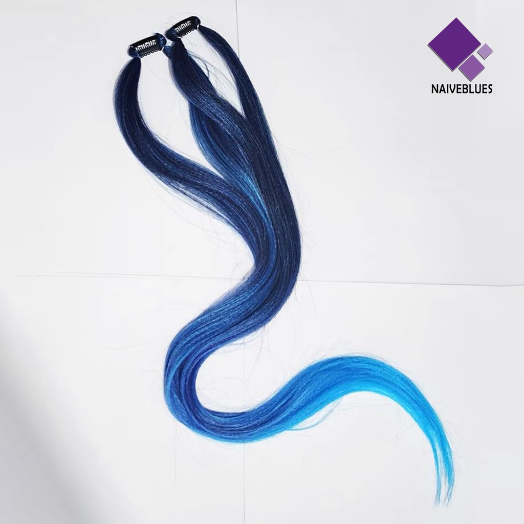 &lt; Naiveblues &gt; Colored Hair Piece Gradient Color Invisible Traceless Anti-slip Mengepang Rambut Sutra Tinggi Wanita