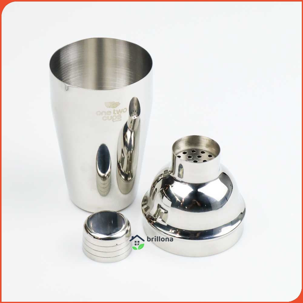 One Two Cups Cocktail Shaker Bartender Boston Style Stainless Steel - JJ60048