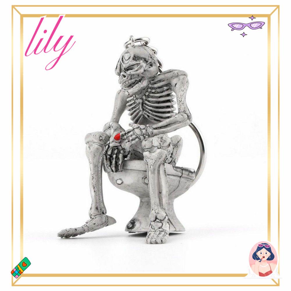 Gantungan Kunci Toilet LILY Skull Fashion Pria Toilet Ghost Karet Keyfob