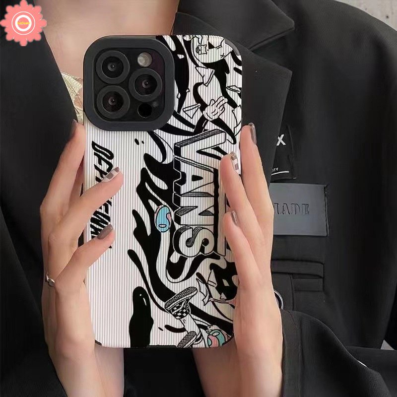 IPHONE Casing V.ANS Merek Trendi Kompatibel Untuk Iphone11 12 13 14 Pro MAX XR 7 8 Plus X XS MAX 7Plus 8Plus Tekstur Kulit Mewah Kartun Anime M.ARVEL Casing Belakang Lembut Shockproof