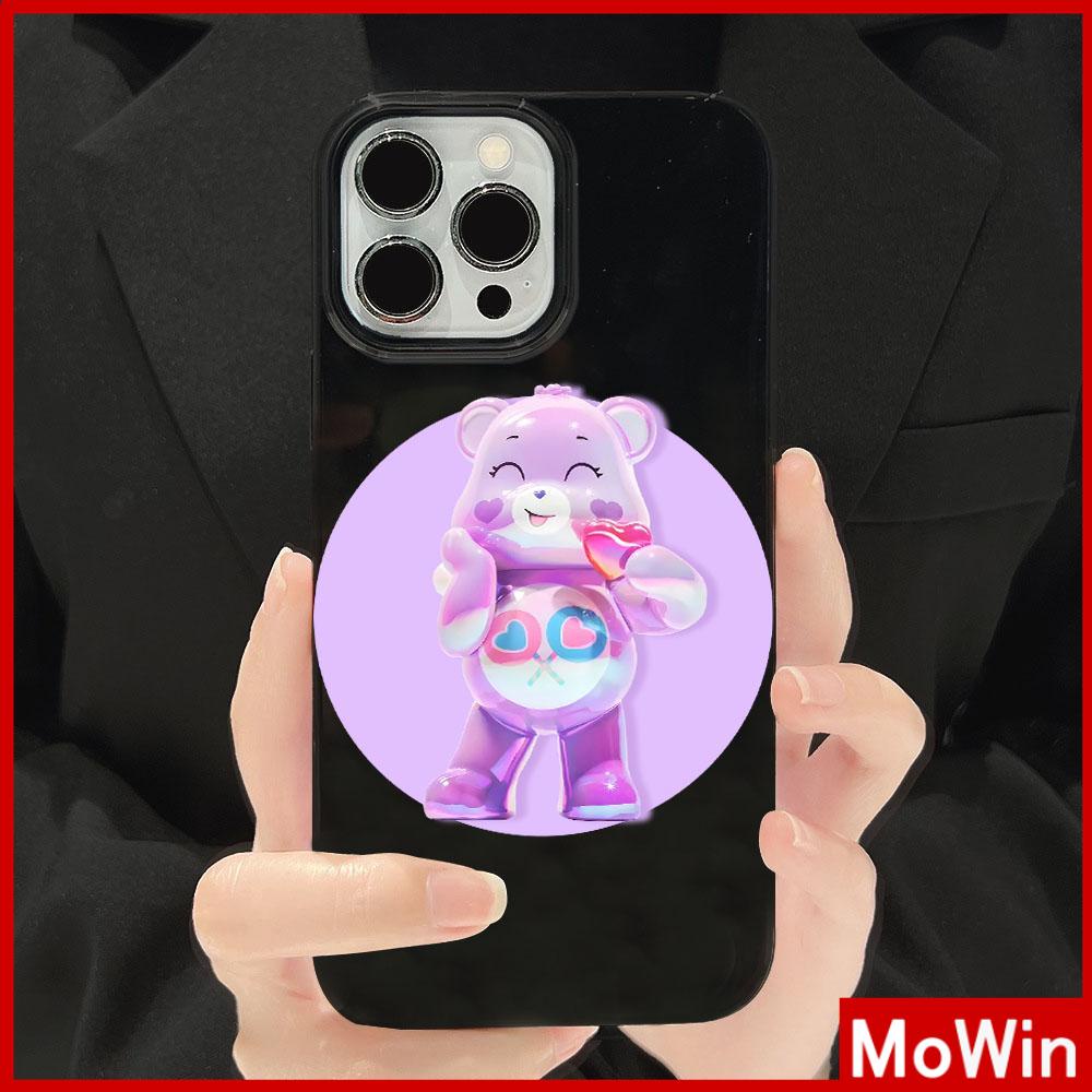 For iPhone 14 Pro Max iPhone Case Black Pink Glossy TPU Soft Case Shockproof Protection Camera Cute Love Bear Compatible with iPhone 13 Pro max 12 Pro Max 11 xr xs max 7Plus 8Plus