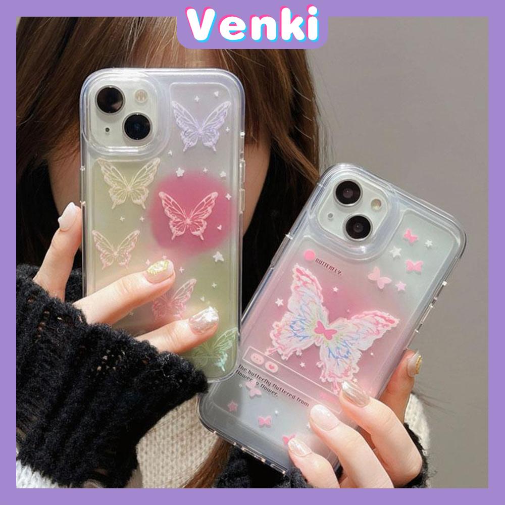 VENKI - For iPhone 14 Pro Max iPhone Case Soft TPU Big Hole Case Simple Wind Butterfly Compatible with iPhone 13 Pro max 12 Pro Max 11 xr xs max 7Plus 8Plus