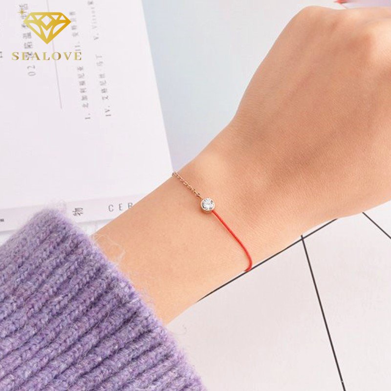 Gelang titanium Wanita Anti Karat Tali Merah Simple Berlian Cantik Aksesoris Perhiasan Korea Style COD