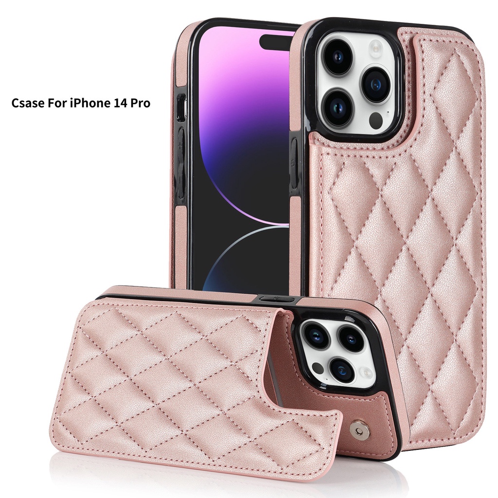 IPHONE Casing Handphone Bahan Kulit Untuk Iphone11Rhombic Business phone cover Untuk Iphone14 promax