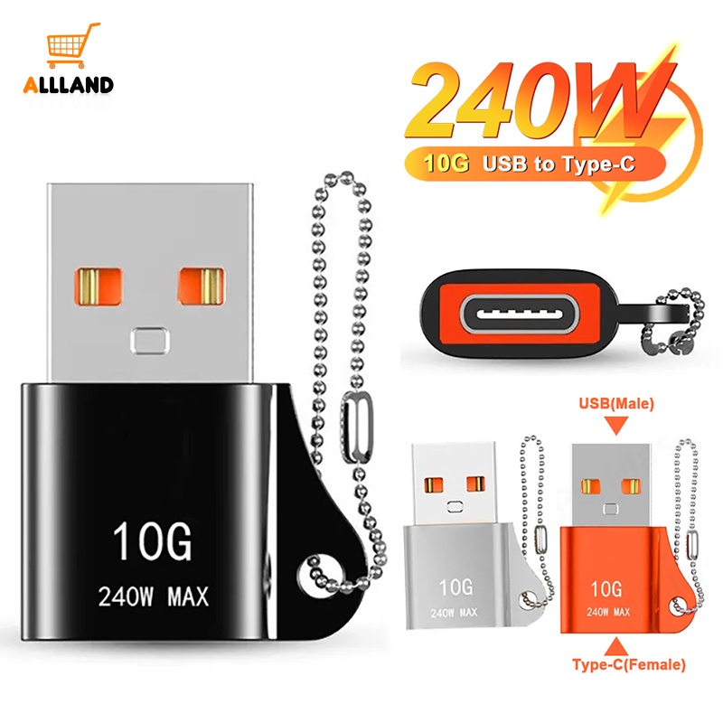 Adaptor 10GBS 240W USB Ke Tipe-C Tahan Lama Berkualitas/Konektor Transfer Data Ponsel Komputer/Kepala Sambungan Perangkat Elektronik Serbaguna