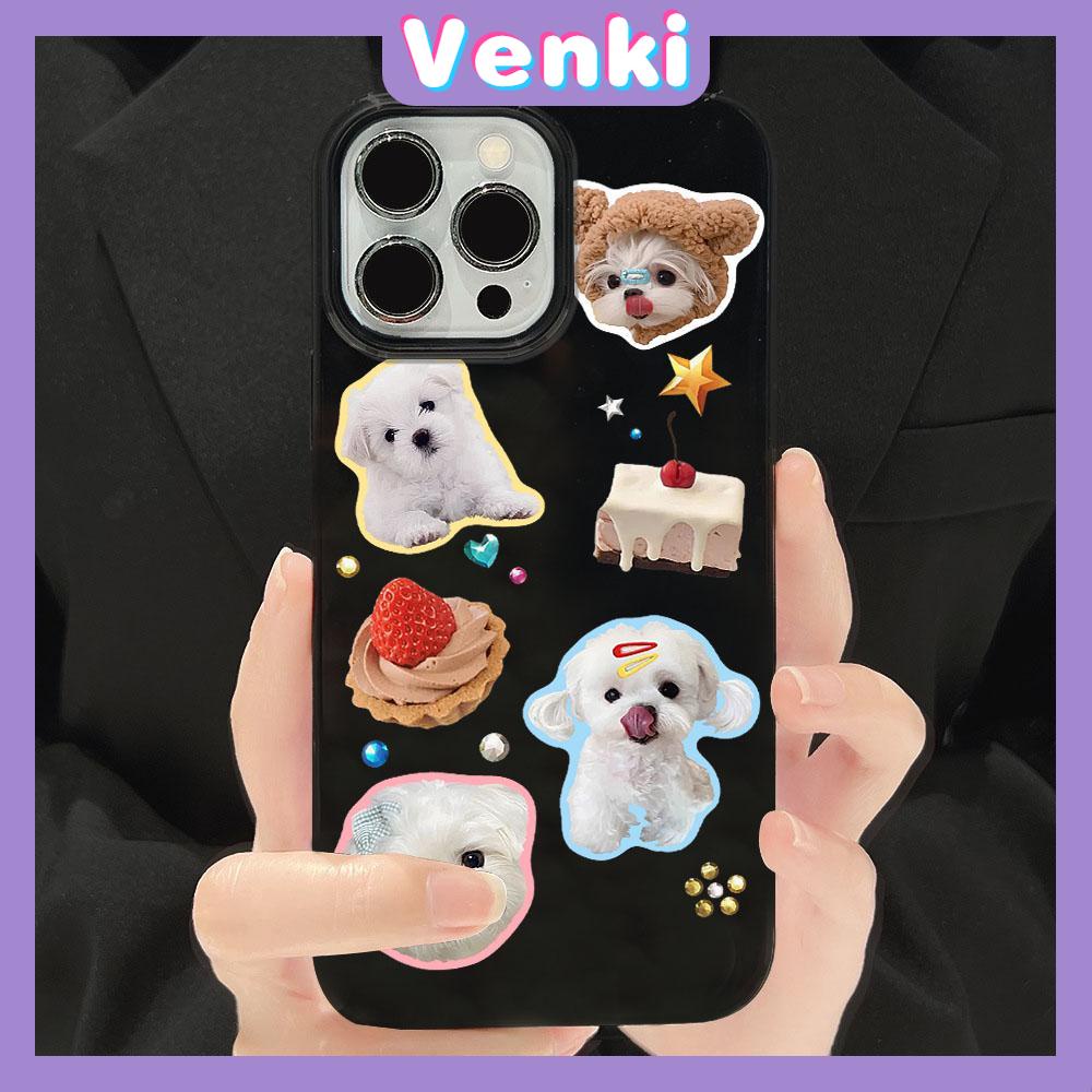 VENKI - For iPhone 11 iPhone Case Black Glossy TPU Soft Case Shockproof Protection Camera Cute Cartoon Compatible with iPhone 14 13 Pro max 12 Pro Max 11 xr xs max 7Plus 8Plus