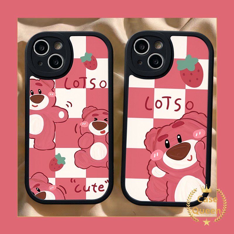 IPHONE Soft Tpu Phone Case Kompatibel Untuk Iphone11 12 13 14 Pro Max XR XS X Max 7Plus 78 6s 6 Plus SE 2020 Kartun Lovely Strawberry Bear Manyo Cover