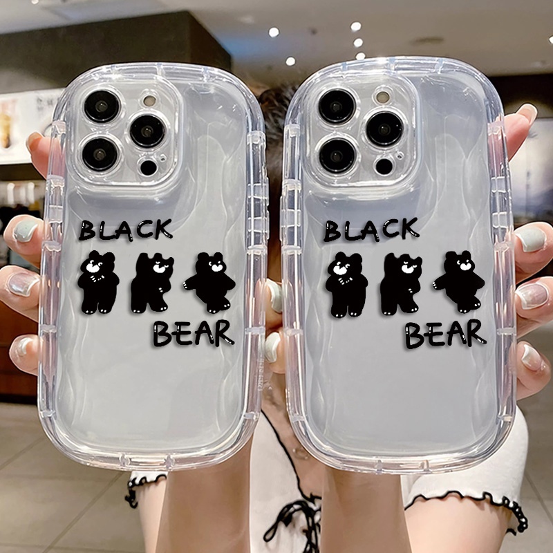 IPHONE Luck Bear Shockproof Case Kompatibel Untuk Casing Ponsel Iphone11 14 13 12 Pro XS Max X XR 7 +8 Plus Cover Silikon TPU Transparan Lembut