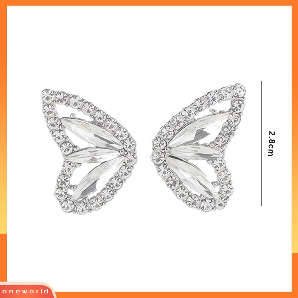 [EONE] 1pasang Ear Studs Kristal Imitasi Elegan Hypoallergenic Bling Berlian Imitasi Kupu-Kupu Sayap Wanita Anting Fashion Perhiasan